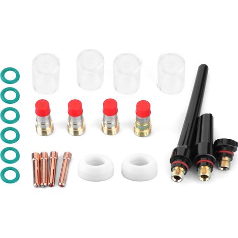 23-teiliges Set hitzebeständiger Glasbecher-Spannzangen-Gaslinsen-Schweißzusatz für WIG WP-17/18/26 (1/5)
