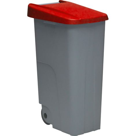 Contenedor Reciclo 110 litros Cerrado, Rojo, 88x57x42 cm, INCLUYE rollo de 10 Bolsas de basura de 120 litros