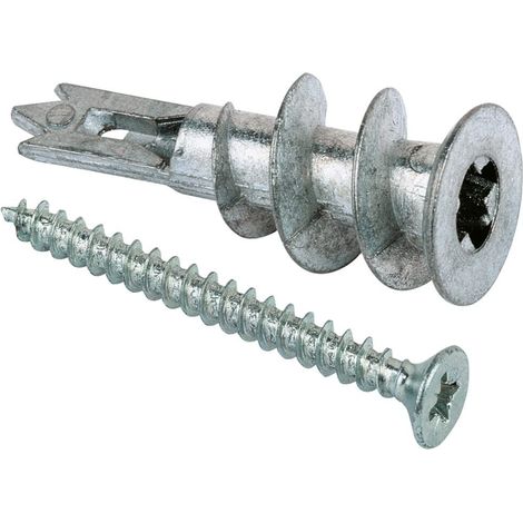 Cheville métallique pour carton-plâtre GKM avec vis à tête bombée - Boîte de 100 Gris 10 x 31 mm (1/4)
