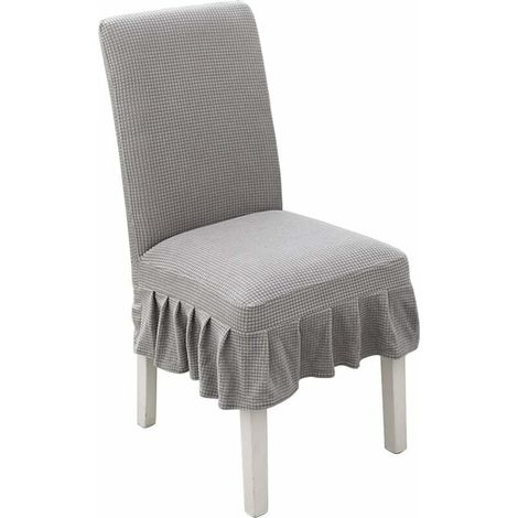 DEESSE SHOP - Housses de chaise 2 pièces pour protection de chaise housse extensible amovible lavable chaise gris (1/5)