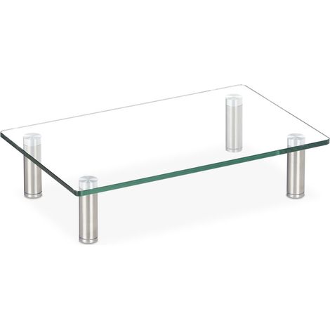 Supporto per monitor regolabile ergonomico da scrivania 70 x 24 cm finitura elegante design trasparente 130008676