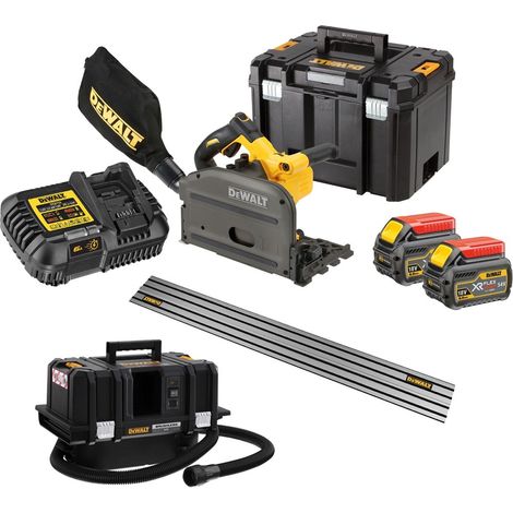 Dewalt DCS520T2 54v XR FLEXVOLT Plunge Saw 165mm 2x 6.0ah Guide Rail DCV586M Vac (1/5)