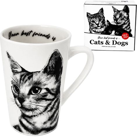 Taza de porcelana con diseño de gato, 400 ml, Reina Isabel, regalo premium para amantes de los gatos. (1/5)