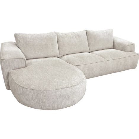 Canapé d'angle gauche en tissu chenille beige LICANU (1/3)