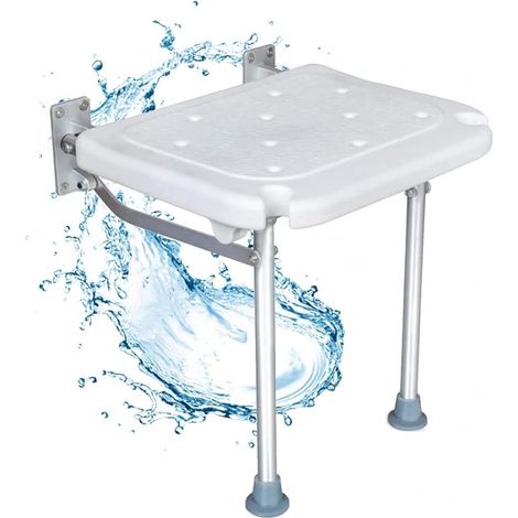 Nannigr Banc de douche pliable à fixer au mur,Siège de bain rabattable à visser,Emplacement pour pommeau de douche pour personnes âgées, personnes handicapées,capacité de charge 200 kg (1/5)
