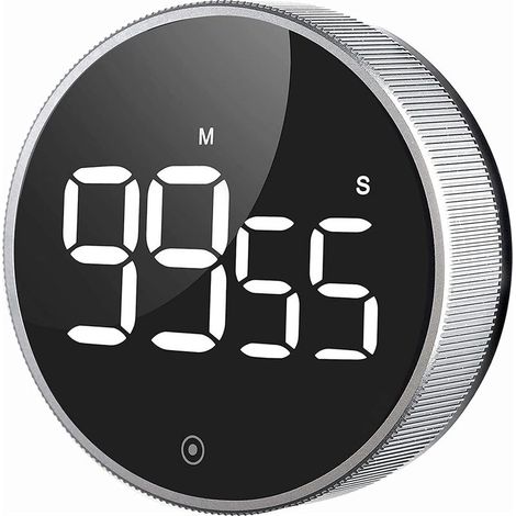 Minuteur Cuisine - Magnétique - LED Numérique - Compte À Rebours Multifonction - 99 Min 55 S - Écran LCD Grand Format - 3 Niveaux Sonores - 2 Modes Luminosité - 1 Pièce (1/3)