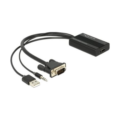 DeLOCK Delock 62597 - VGA - 3-pin - USB A - HDMI - Male connector / Female connector - 0,25 m - Noir