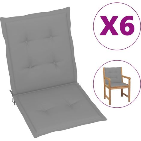 vidaXL Garden Lowback Chair Cushions 6 pcs Grey Oxford Fabric