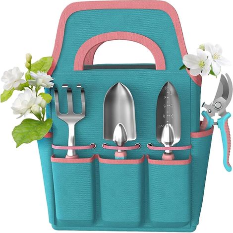 Lot de 6 outils de jardinage avec sac de rangement durable, poignée ergonomique antidérapante, cadeau de jardin (1/4)