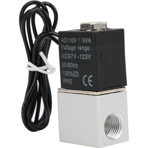 Électrovanne à réponse rapide pour eau, air et huile, 2 positions, 2 voies, en alliage d'aluminium DC110VG1/4 po