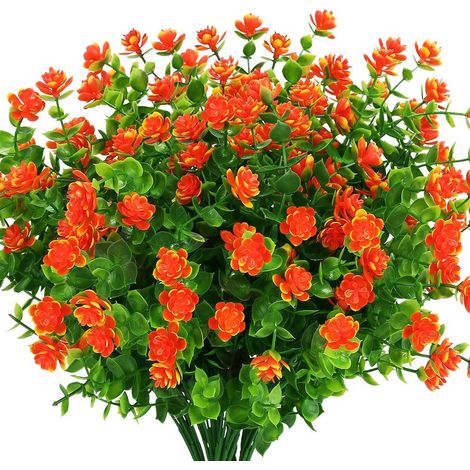 Fleurs Artificielles Faux Extérieur, Faux Plastique Verdure pour Intérieur Extérieur Suspendu Jardinière Mariage Décor 8 Pcs Rouge (1/4)