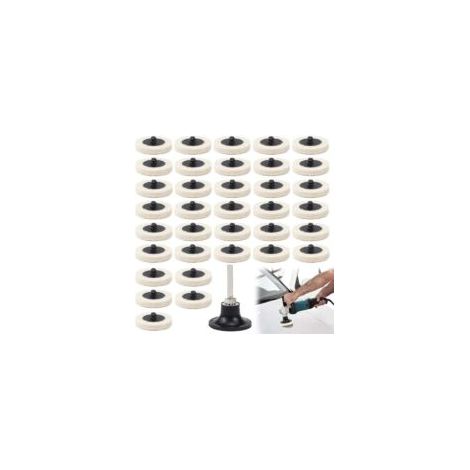 35-teiliges Set mit 50 mm (2 Zoll) großen Polierscheiben aus Wollfilz, bestehend aus einer Scheibe und einem 6-mm-Sechskantschaftgriff für Rotationswerkzeuge zum Reinigen und Polieren – Crezuo (1/4)