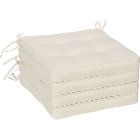 Set cuscini impermeabili per sedie da esterno e sala da pranzo, con 2 cinghie di fissaggio, 42 x 42 x 5 cm, colore crema