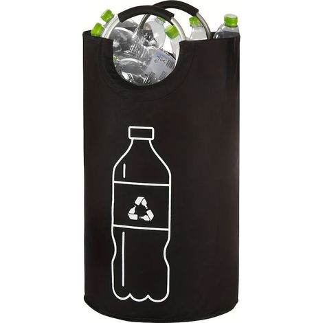 Collapsible recycling bin for bottles – 18.2-gallon polyester bin, multifunctional cylindrical trash can for home use, no electrical connection required (1/5)