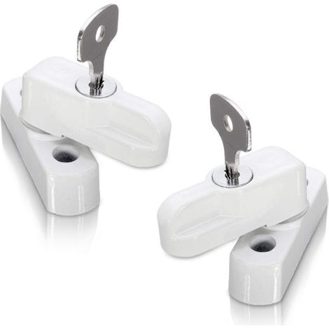 Bloqueurs de porte et de serrures de fenêtre pour portes, fenêtres en PVC et pour portes françaises, bloqueurs de châssis pour portes et fenêtres à double vitrage (Lot de 2, blanc) (1/5)