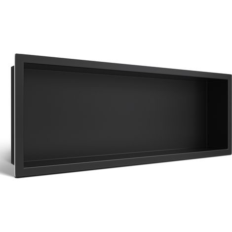 Wall-BOX ONE Negro Estante empotrado de acero inoxidable negro 60x20x10 cm (1/4)