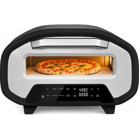 Four à pizza d'intérieur, four à pizza électrique de 30 cm (12 pouces) avec 8 programmes, 430 °C, minuterie, pierre céramique, 2200 W (1/5)