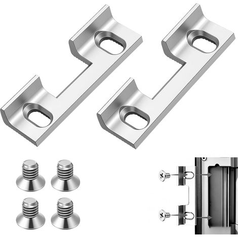 Lot de 2 pièces de rechange type 115 pour plaques de serrure, 46 x 14,4 x 9 mm, kit de fixation de panneau de porte en métal avec plaque de serrure, distance entre les trous de vis de 32 mm (1/5)