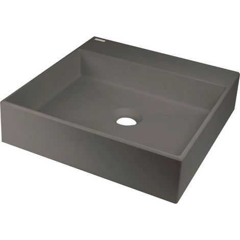 Lavabo quadrato in granito con piano d'appoggio 40x40 cm antracite metallizzato - Sofyro
