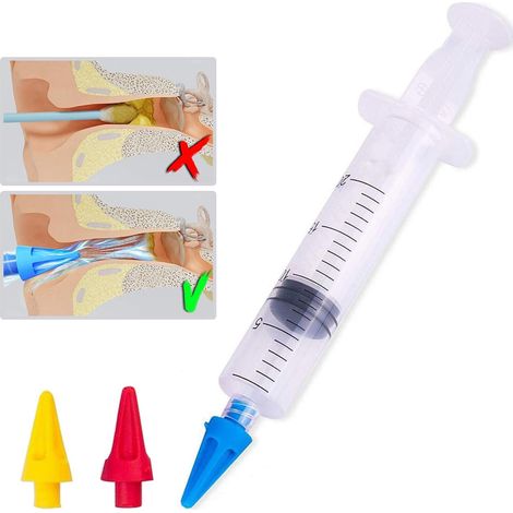 KIT SERINGUE POUR NETTOYAGE OREILLE A EAU EXTRACTION DU CERUMEN 3 TÊTE À QUADRUPLE JET MARQUE 100% FRANÇAISE