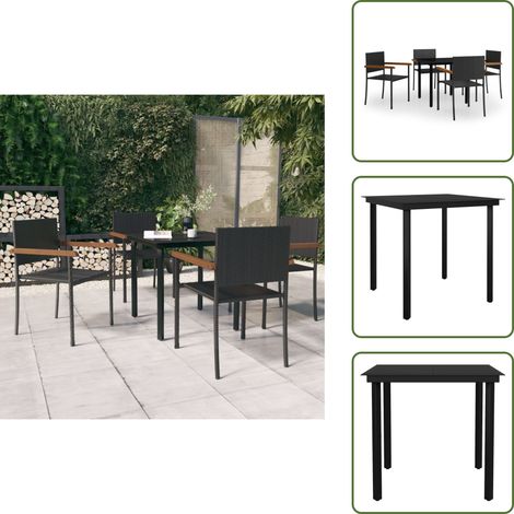 Arredamento da esterno - vidaXL Set da Pranzo da Giardino 5 pz Nero - Tavolo in vetro