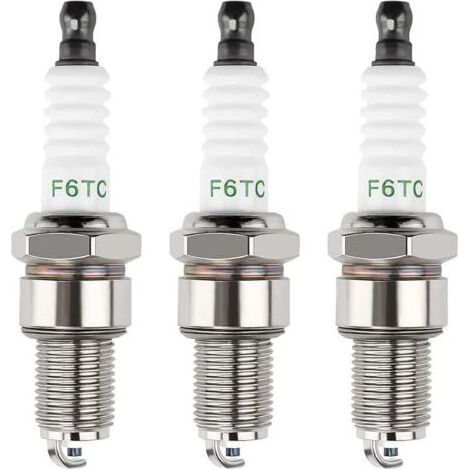 Pair 3 Pièces Bougies d'allumage F6TC, Tondeuse Bougie d'Allumage, Bougie d'allumage Borne Solide Remplacer F6TC / F7TC, pour GX120 GX200 GX240 Go Kart Polissage de Travail du Sol de Vélo 168F (1/5)