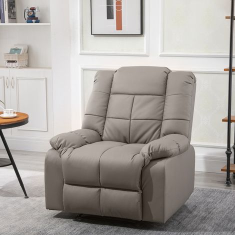 Poltrona Massaggiante Reclinabile Manuale 165° con 8 Punti di Massaggio e Poggiapiedi, Poltrona Relax Imbottita con Telecomando, Tasche Laterali, in Pelle PU, Max 160kg, per Casa Ufficio Grigio (1/5)