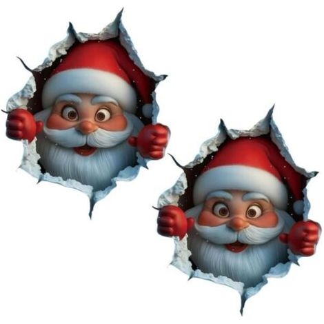 2er-Pack Weihnachts-Wandaufkleber – Weihnachtsmann zerstört die Toilette, lustige und abnehmbare Dekorationen (1/5)