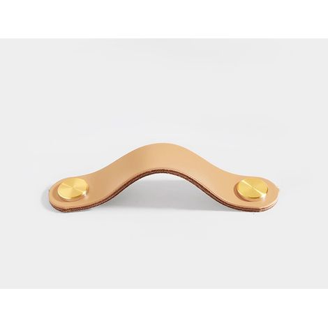 4pcs Poignée Meuble Cuir, Bouton Porte Placard Poignee Cuir Bouton de Tiroir, Poignee de Meuble Vintage pour Armoires, Commode, Cuisine, Salle de Bain (Beige, 128mm) (1/4)