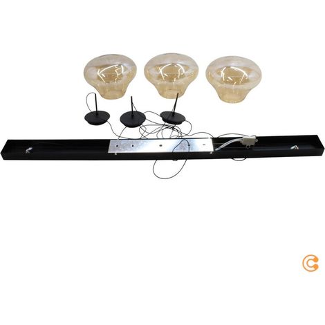 [GEBRAUCHT] B-Ware Fabas Luce Pendelleuchte Hängeleuchte Deva LED Amber Glas Metall Dimmbar 115 cm (1/2)