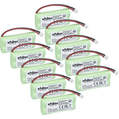 vhbw 10x Akku Ersatz für 55AAAHR2BMX  C30852D1640X1, 220436C1, 41AAAH2BMX, 220382C1 für schnurlos Festnetz Telefon (800 mAh, 2,4 V, NiMH) (1/5)