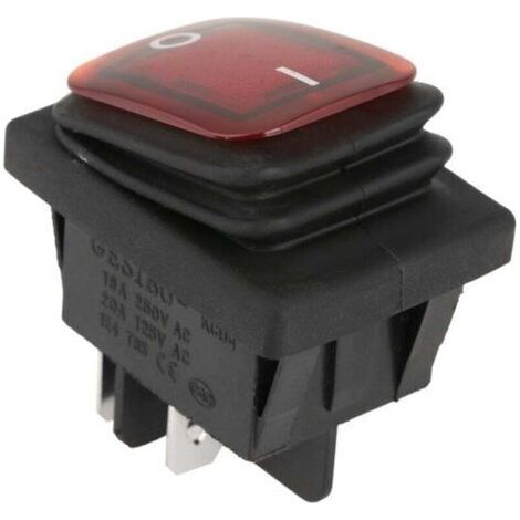 4PCS 220V Interrupteur à Bascule ON-OFF DPST 4-Broches Arrêt Interrupteur Etanche avec Voyant Lampe Rouge Vert (1/4)