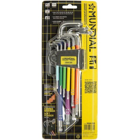 CHIAVI TORX PLASTIFICATE EXTRA LUNGHE IN SERIE (T10-T50) 9 pezzi