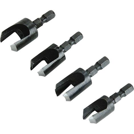 Faithfull 4-Piece Plug Cutter Set (Sizes No.6-12) for Woodworking and Joinery (1/3)