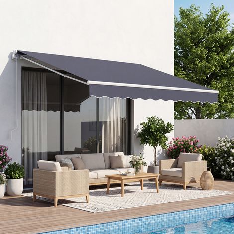 VEVOR Gelenkarmmarkise 2,5x2 m, Einziehbare Markise mit Handkurbel, Terrassenmarkise UPF 80+ Sonnenschutz, Sonnenmarkise, Balkonmarkise für Terrasse, Balkon, Garten, & Fenster, Grau (1/5)
