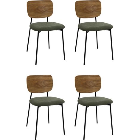 Lot de 4 Chaises Côtelées Bois "Jules" 77cm Vert (1/5)