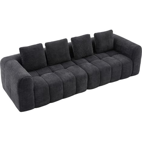 Canapé d'angle modulaire en 2 parties (gris foncé, 260x94,5x80cm), mousse haute densité, sans montage, tissu velours avec accoudoirs, canapé profond (1/5)