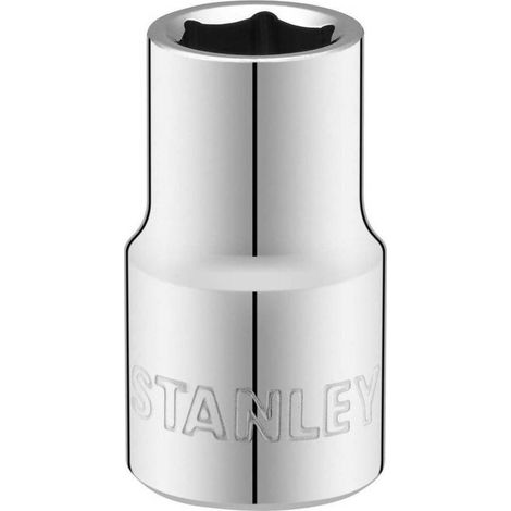 Stanley, vaso hexagonal 1/2" 12mm, herramienta profesional para mecánica y mantenimiento, perfil 6 caras, acero resistente, alta precisión, gris (1/4)