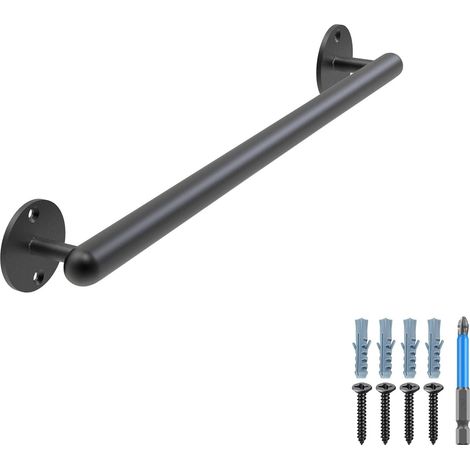 41cm Main Courante Noir, Rampe d’escalier en Métal 3.3cm Main Courante Noir Ronde Barre de Poignée de Sécurité Intérieure/Extérieure Murale Balustrade pour Enfant/Handicapée/Personnes âgées (1/5)