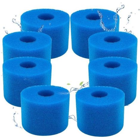 Lot de 8 filtres à mousse réutilisables et lavables pour piscine Intex Type S1, spa et piscine.