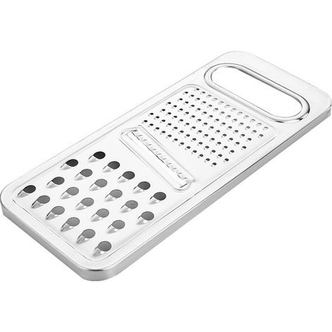Rallador plano multifuncional de una sola pieza, fabricado en acero inoxidable con cuchilla de ralladura grabada, para pelar frutas, Plata 2 (1/5)