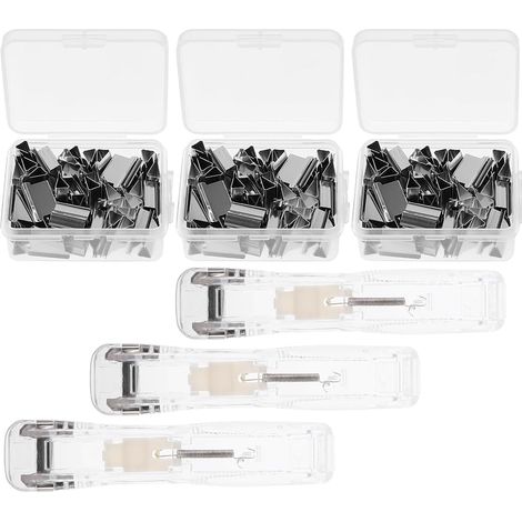 Agrafeuse à pince transparente réutilisable, 3 recharges