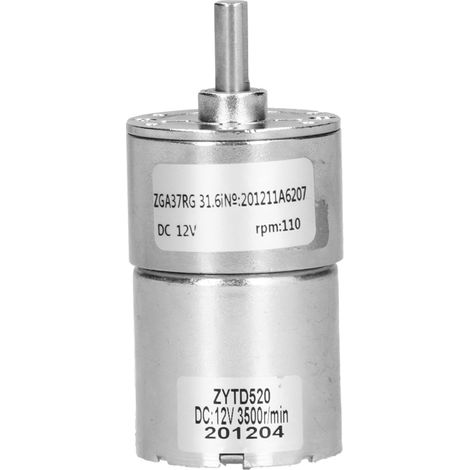 Moteur électrique micro réducteur 12V ZGA37RG 110R-12V, à faible bruit, palier poreux, accessoire pour machines DC, vitesse réduite (1/5)