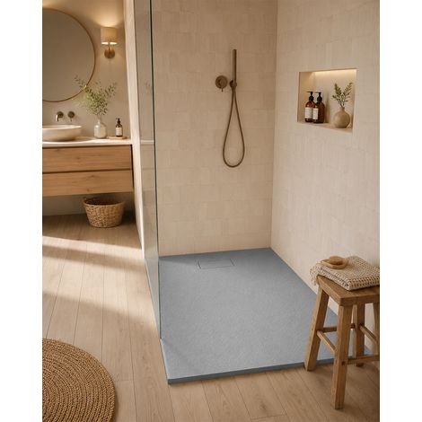 Exagonshop Quarzo piatto doccia 120x80 in smc effetto pietra