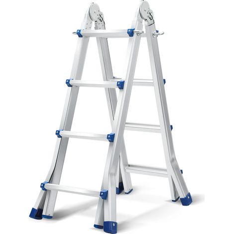 Wolketon Scala multifunzionale Scala multiuso Scala telescopica in alluminio argento fino a 150 kg-4x4 402 cm