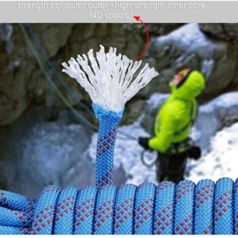 Corde d'escalade de sécurité statique de 10 mm, corde d'escalade en polyester, adaptée au sauvetage, à la randonnée et à l'alpinisme, 10 mètres. (1/3)