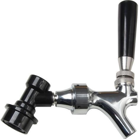 Robinet à bière en acier inoxydable, corps chromé, avec raccord rapide ball lock, pour fût pression (1/5)