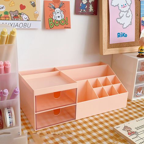 Boîte de Rangement Bureau Multifonction Design Mignon Rose pour Fournitures Scolaires Stylos (1/5)