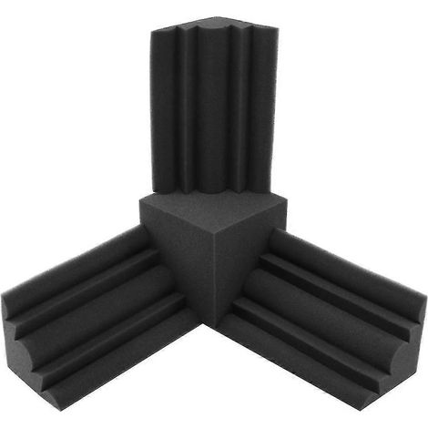 Ensemble de 16 pièces de mousse acoustique : 12 pièces de mousse murale pour piège à basses + 4 pièces de mousse d'isolation acoustique carrée ignifugée (1/5)