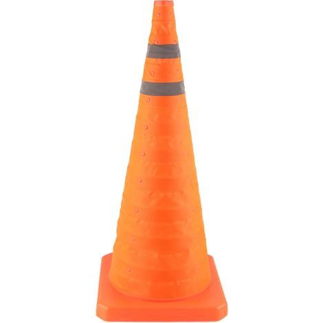 Ortviai Cône de Sécurité Routière Pliable 70 x 29 x 29 cm avec Bande Réfléchissante en PE